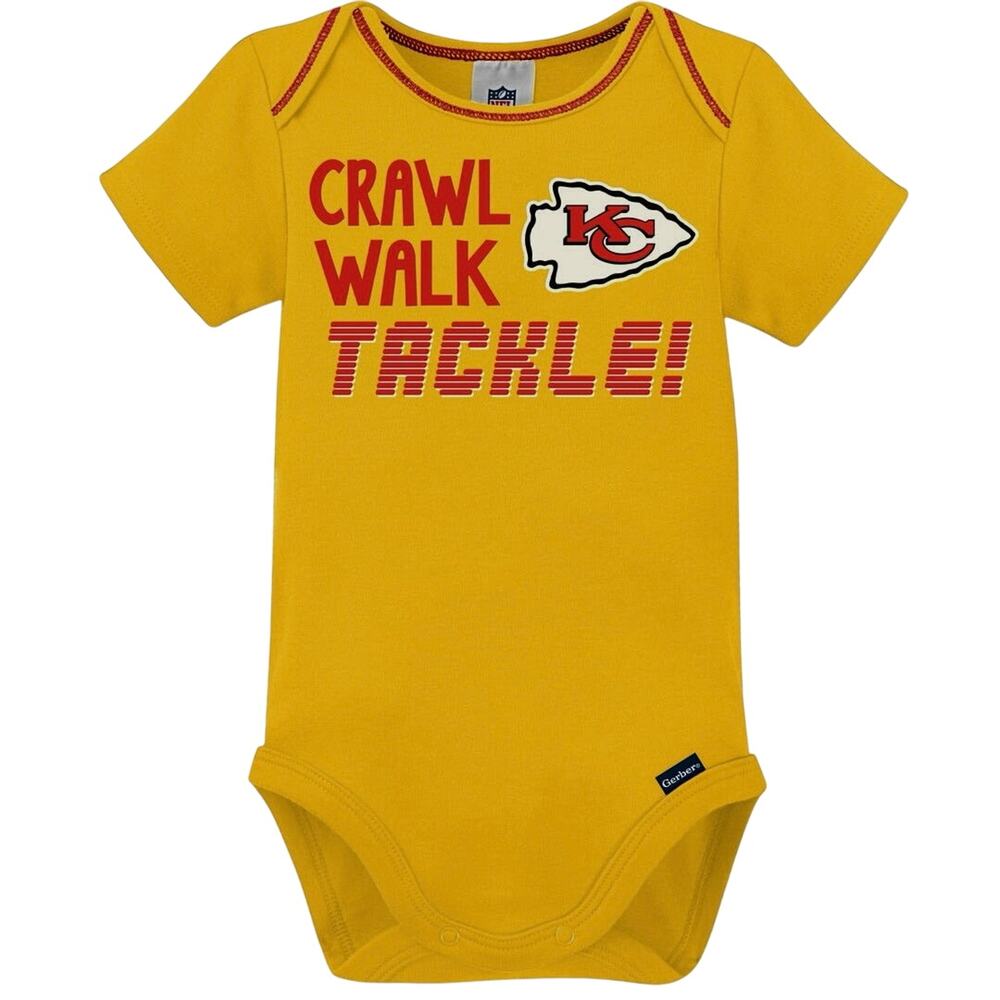 NFL Baby Infant Short Sleeve Crawl Walk Tackle Bodysuit Onesie By Gerber chiefs